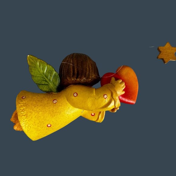 Anri Ferrandiz Flying Angel With Red Heart Hand Painted Resin Christmas Ornament - Picture 3 of 5